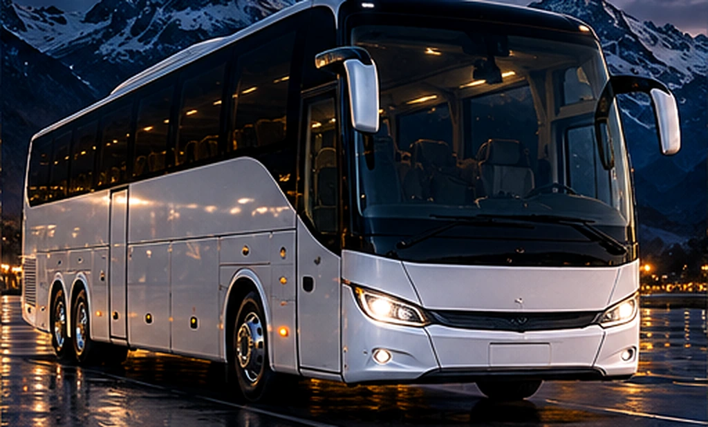 White touring coach bus