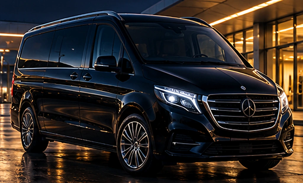 Premium black passenger van