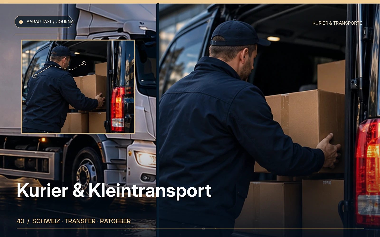 Redaktionelle Bildkomposition zum Thema Kurier & Kleintransport in Aarau und Olten anfragen; illustrative Motive, keine Abbildung einer bestätigten Fahrzeugflotte oder Fahrt.
