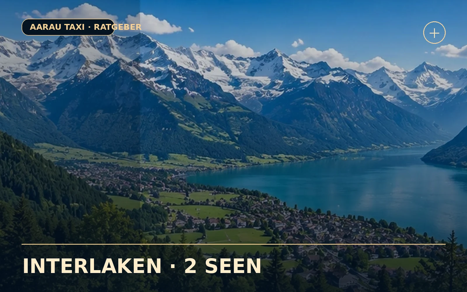Redaktionelle, illustrative Bildkomposition zum Thema Interlaken, Thunersee und Brienzersee: Privattour planen; keine zugesagte Fahrt oder authentische Ortsfotografie.